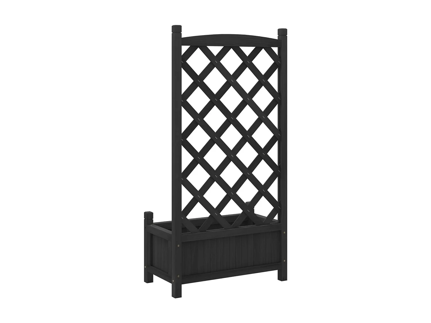 Plantenbak met zwart trellis van massief dennenhout