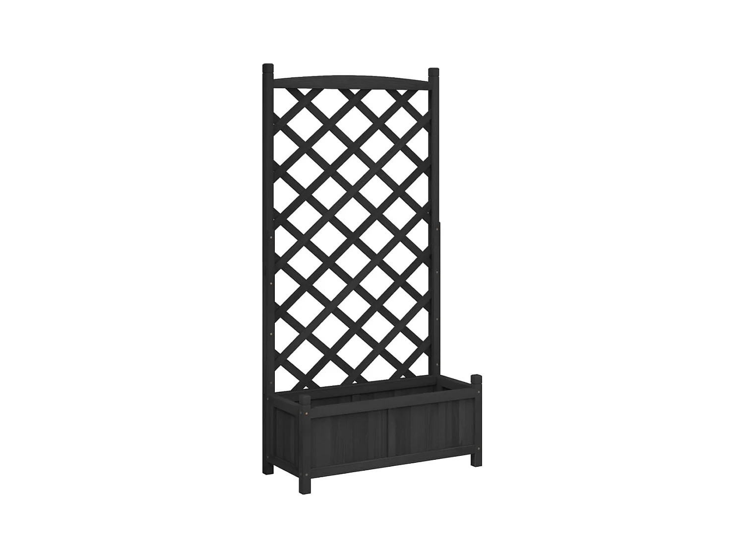 Jardinière avec treillis noir bois massif de sapin