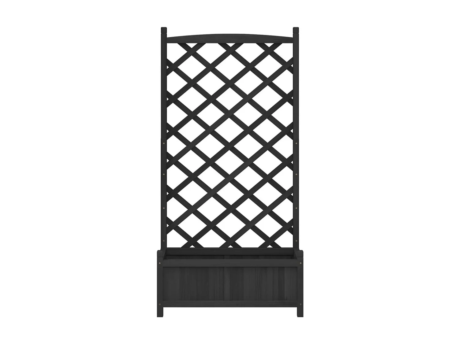 Jardinera con enrejado negro de madera maciza de abeto.