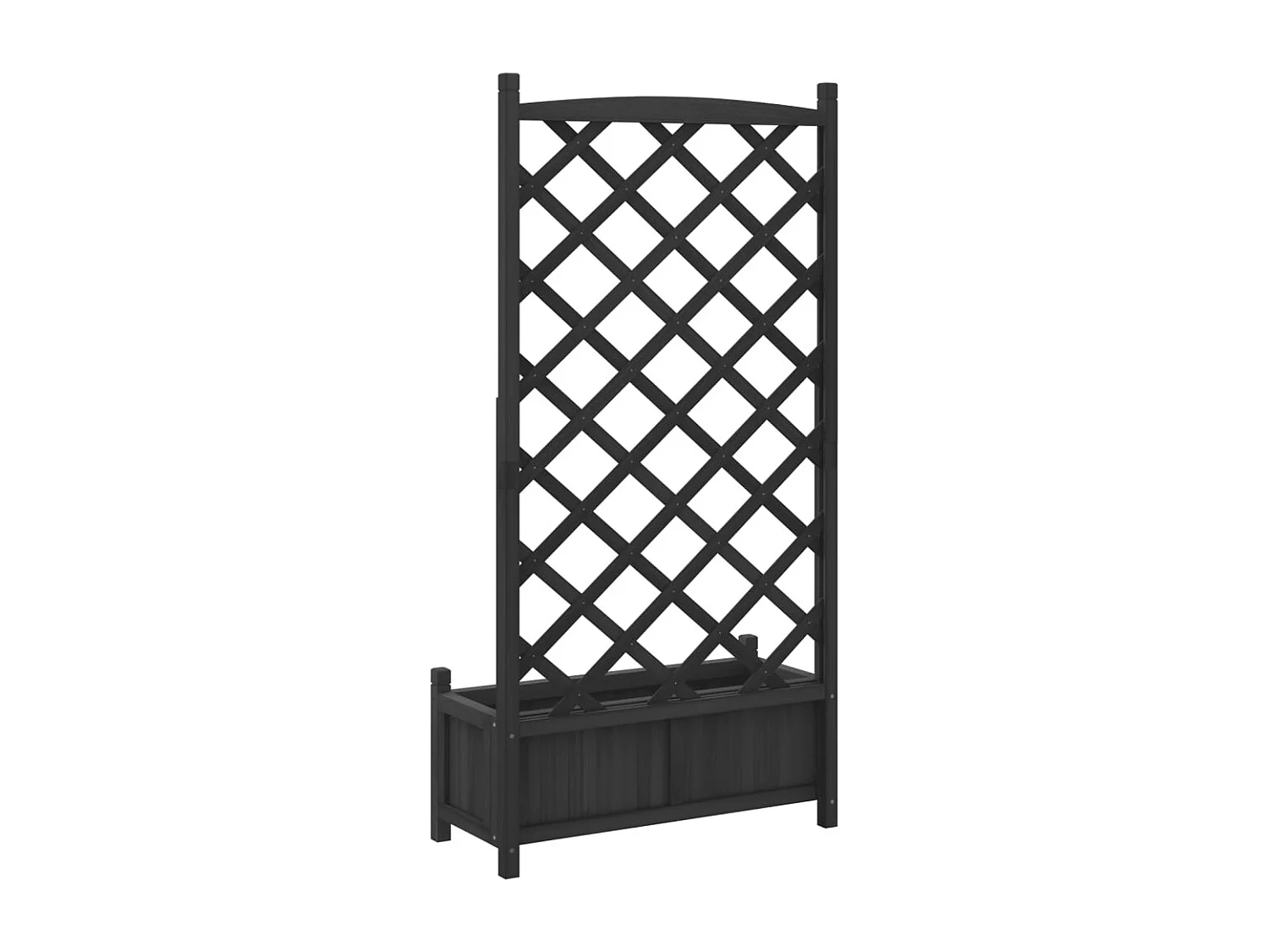 Jardinera con enrejado negro de madera maciza de abeto.