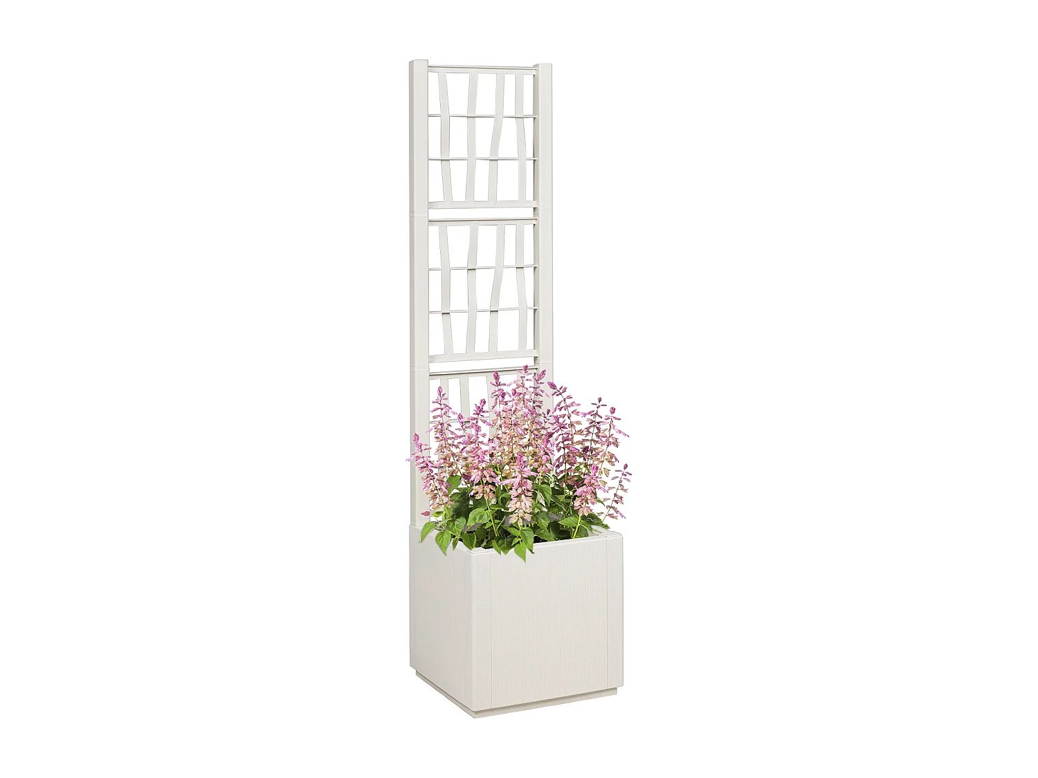 Plantenbak met trellis Wit 36x36x140 cm PP