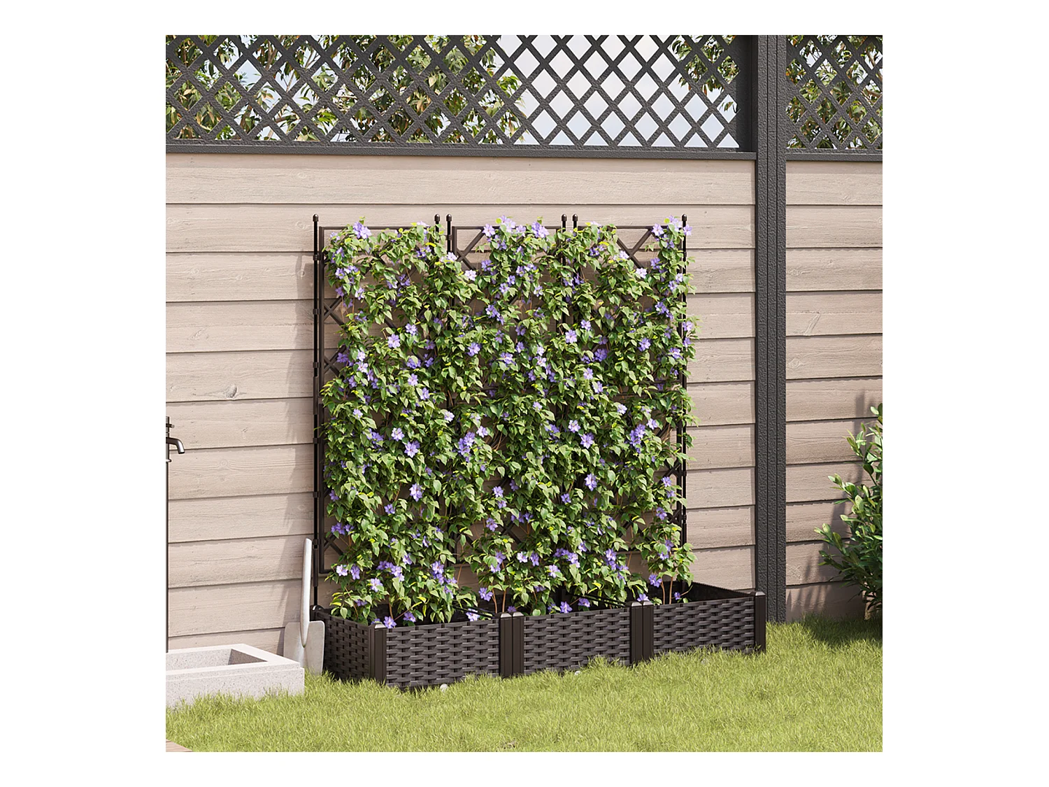 Tuinplanter met trellis 3 stuks Bruin 120x40x125,5 cm