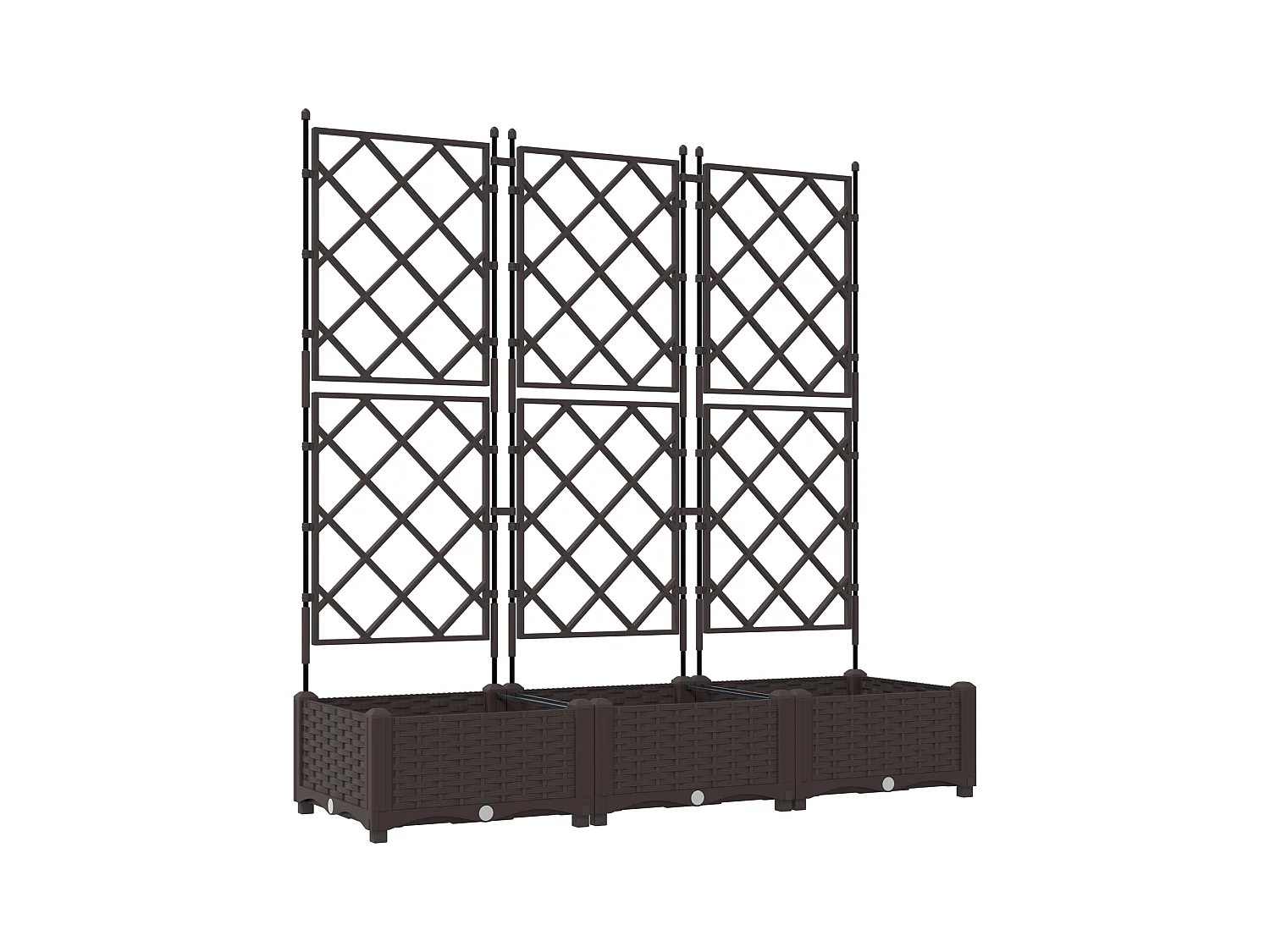 Tuinplanter met trellis 3 stuks Bruin 120x40x125,5 cm