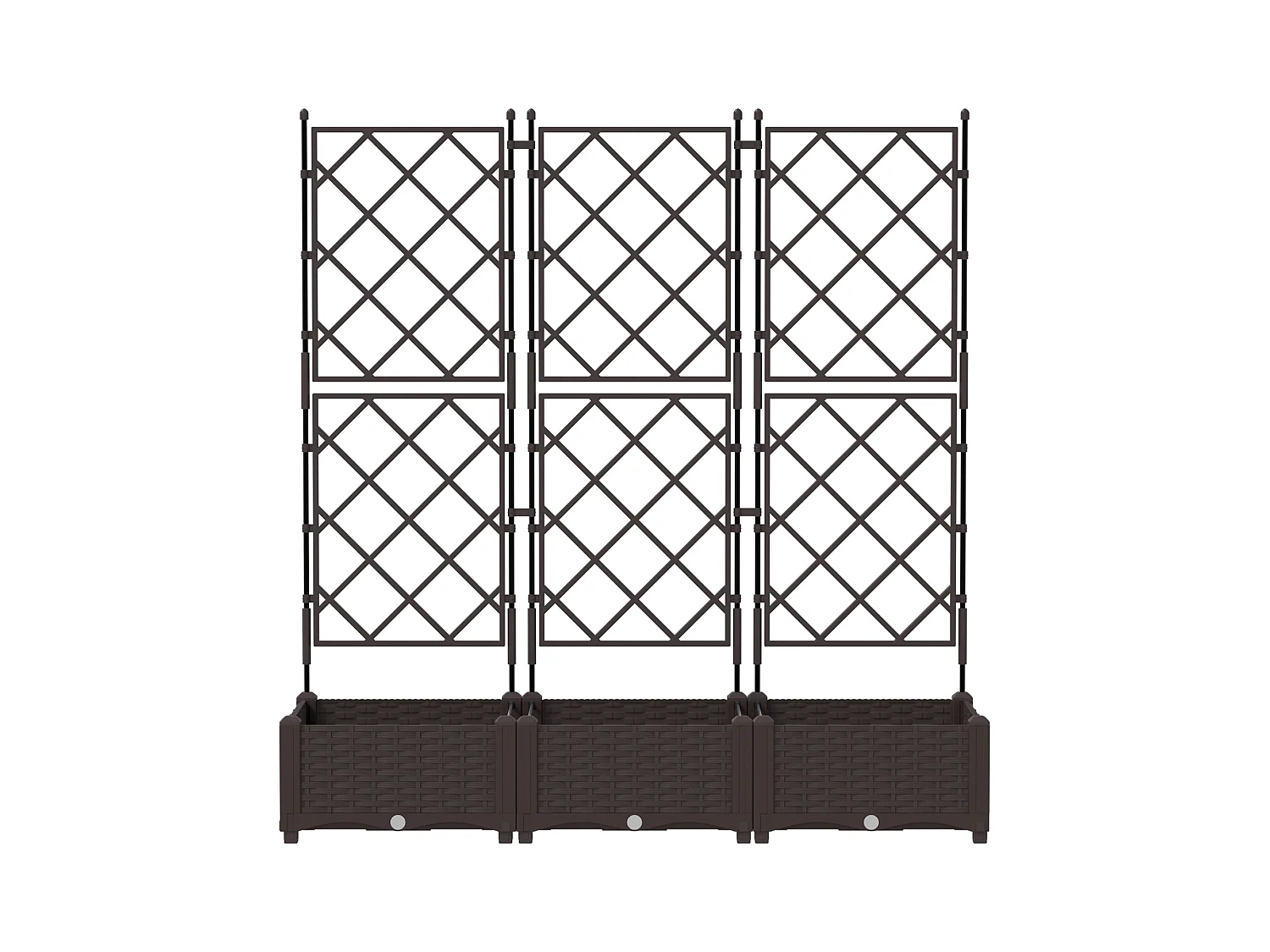 Tuinplanter met trellis 3 stuks Bruin 120x40x125,5 cm