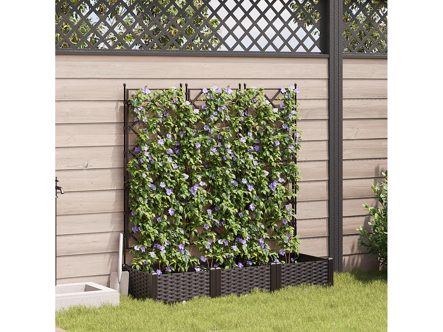 Jardinière de Jardin avec Treillis 3 pcs Marron 120x40x125.5 cm