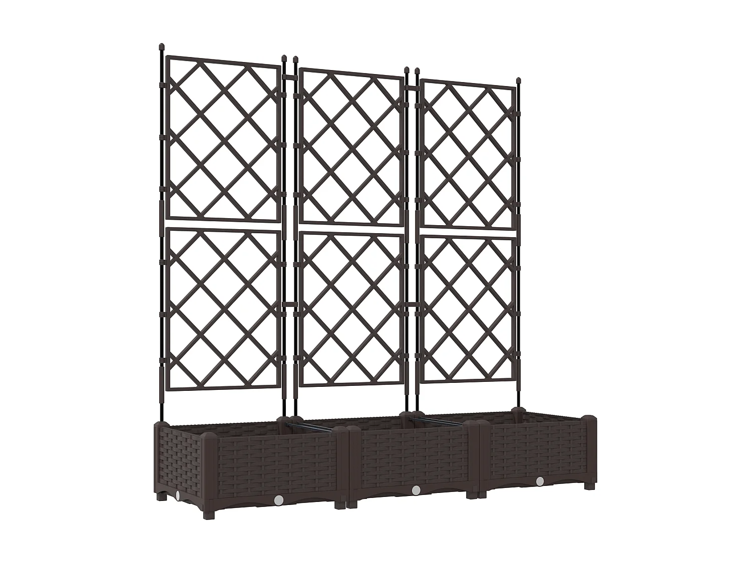 Tuinplanter met trellis 3 stuks Bruin 120x40x125,5 cm