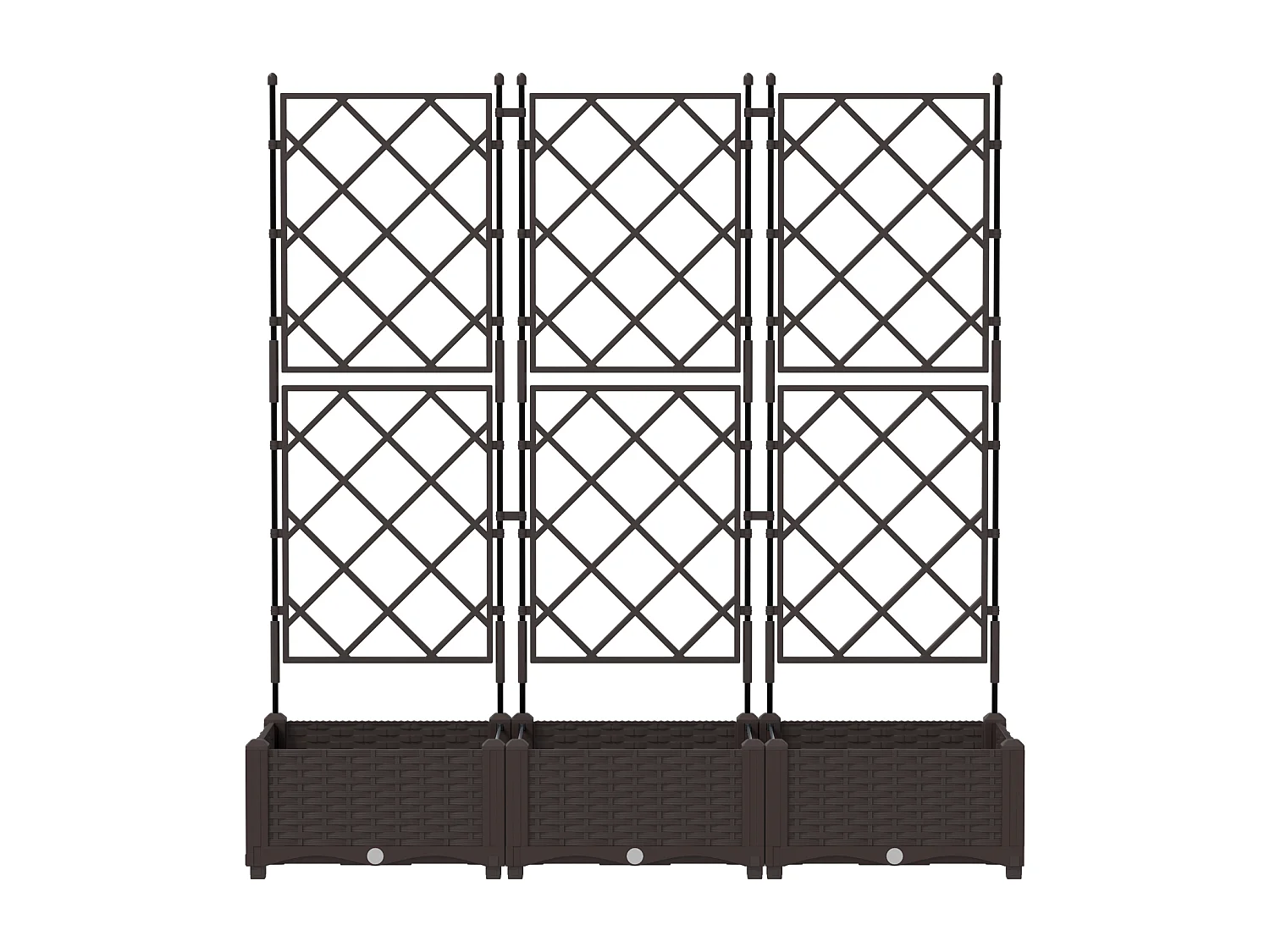 Tuinplanter met trellis 3 stuks Bruin 120x40x125,5 cm