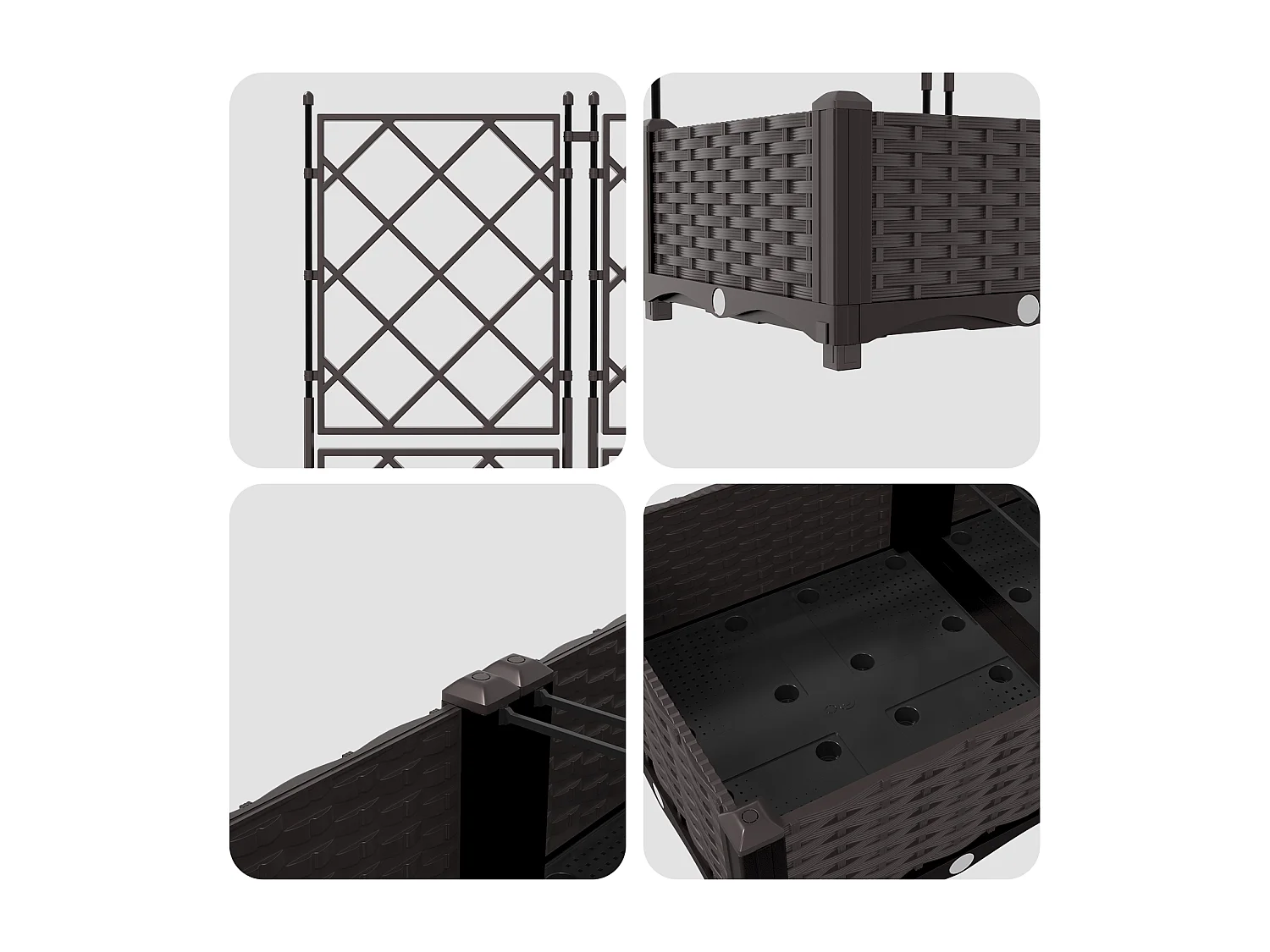 Tuinplanter met trellis 3 stuks Bruin 120x40x125,5 cm
