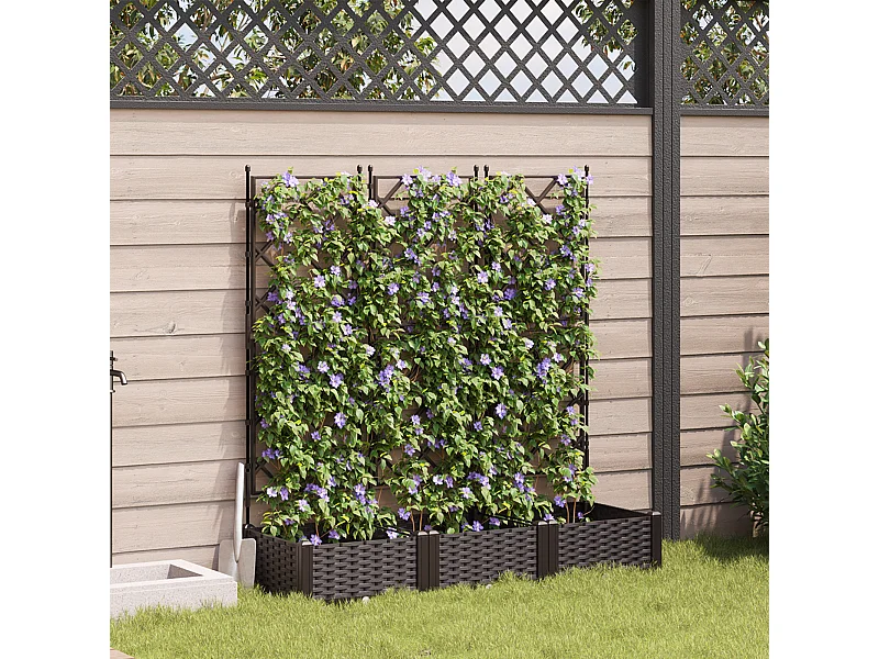 Jardinière de Jardin avec Treillis 3 pcs Marron 120x40x125.5 cm