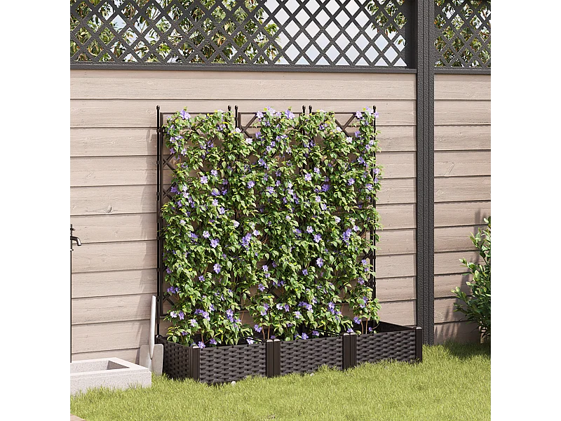 Tuinplanter met trellis 3 stuks Bruin 120x40x125,5 cm
