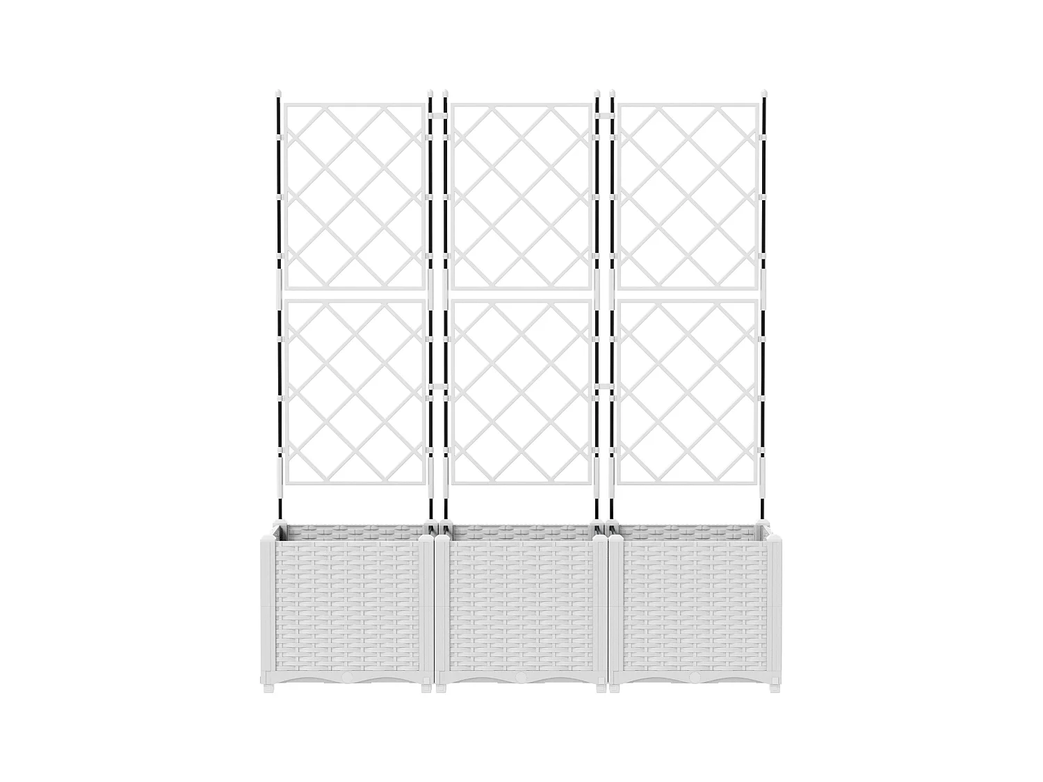 Jardinera con enrejado 3 uds blanca 120x40x143 cm