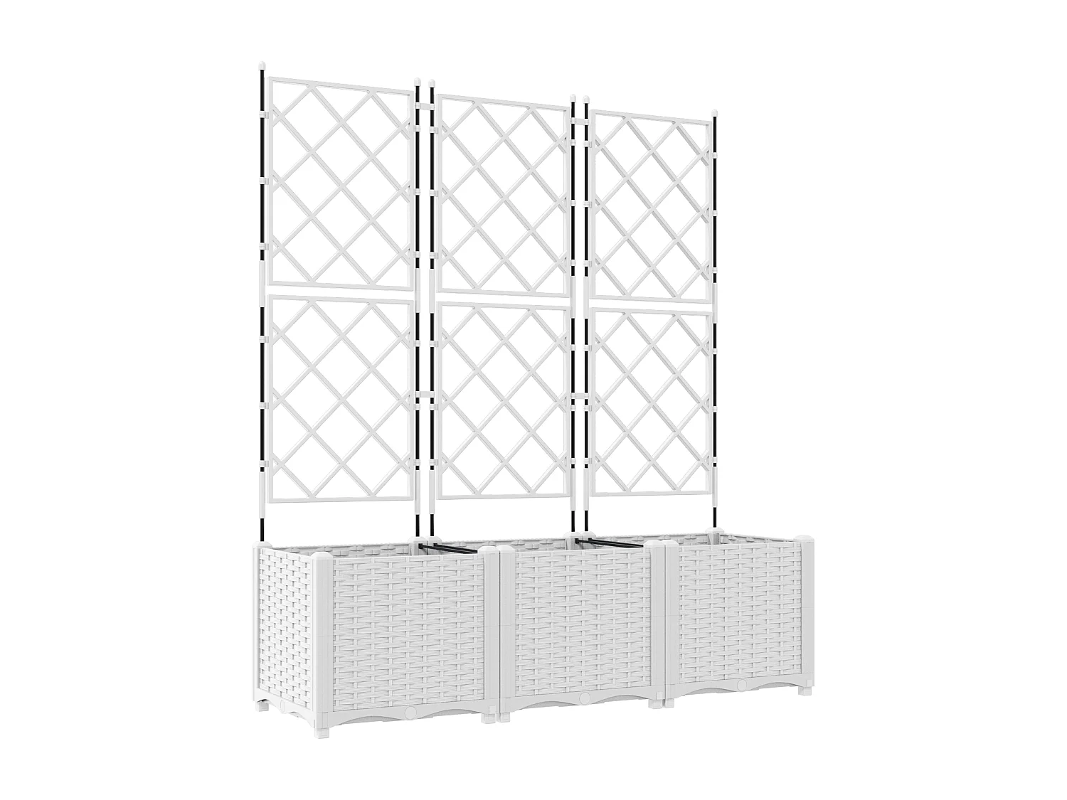 Jardinière avec treillis 3 pcs blanche 120x40x143 cm