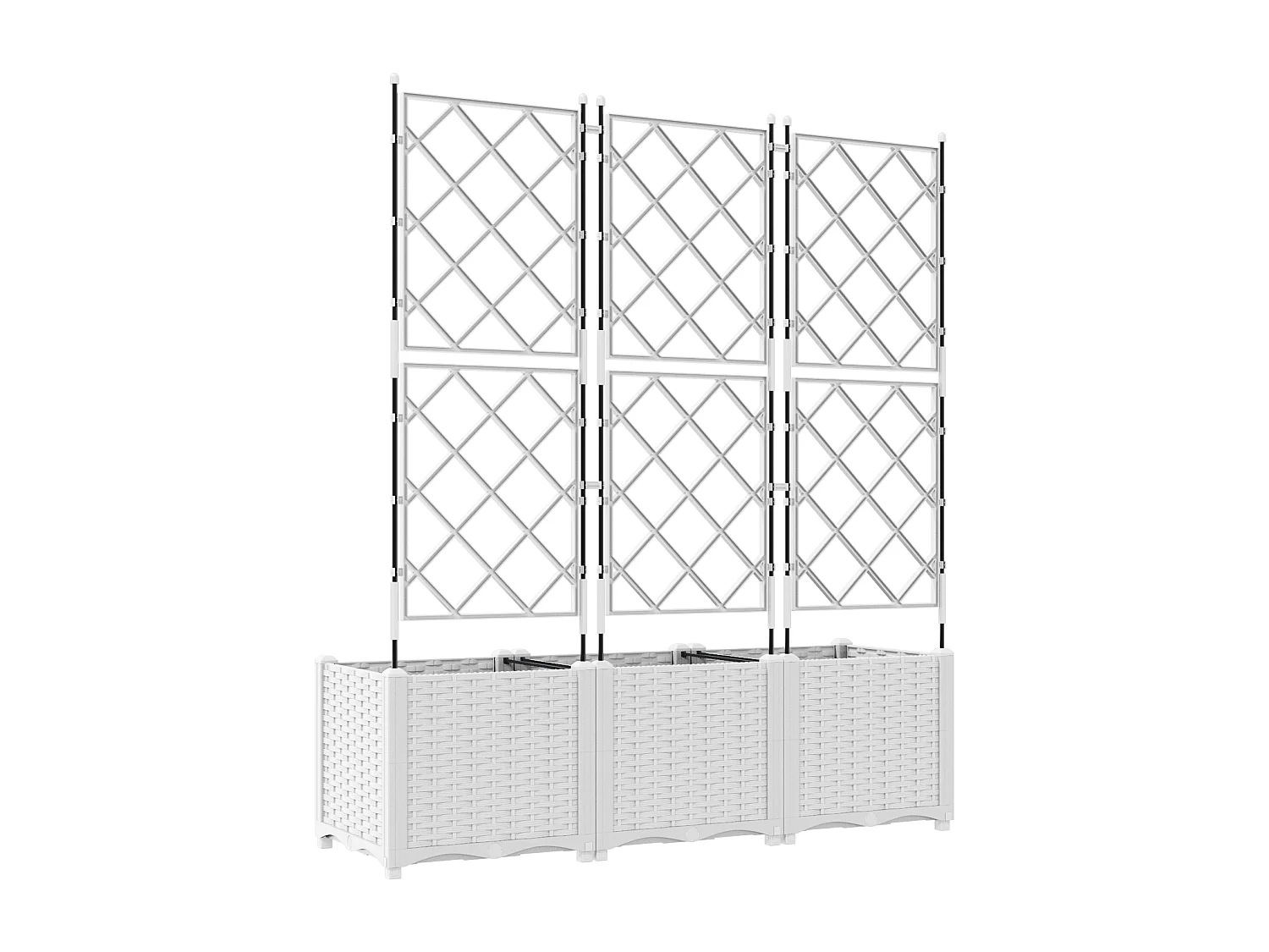 Jardinière avec treillis 3 pcs blanche 120x40x143 cm