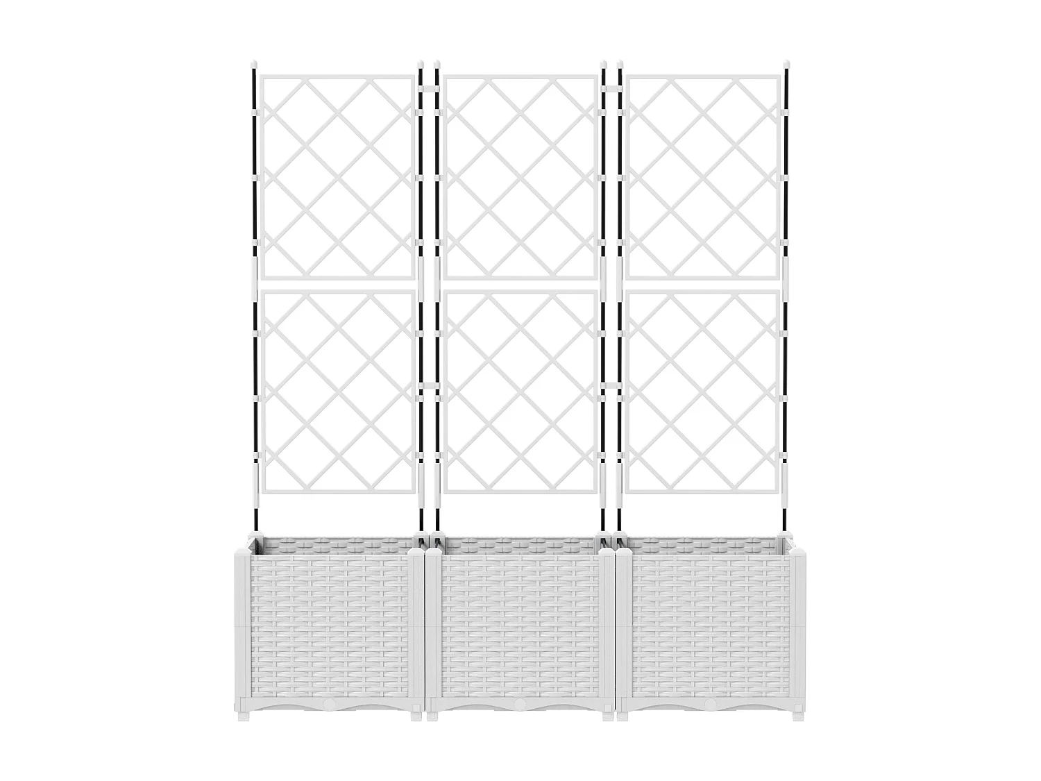 Plantenbak met trellis 3 stuks wit 120x40x143 cm