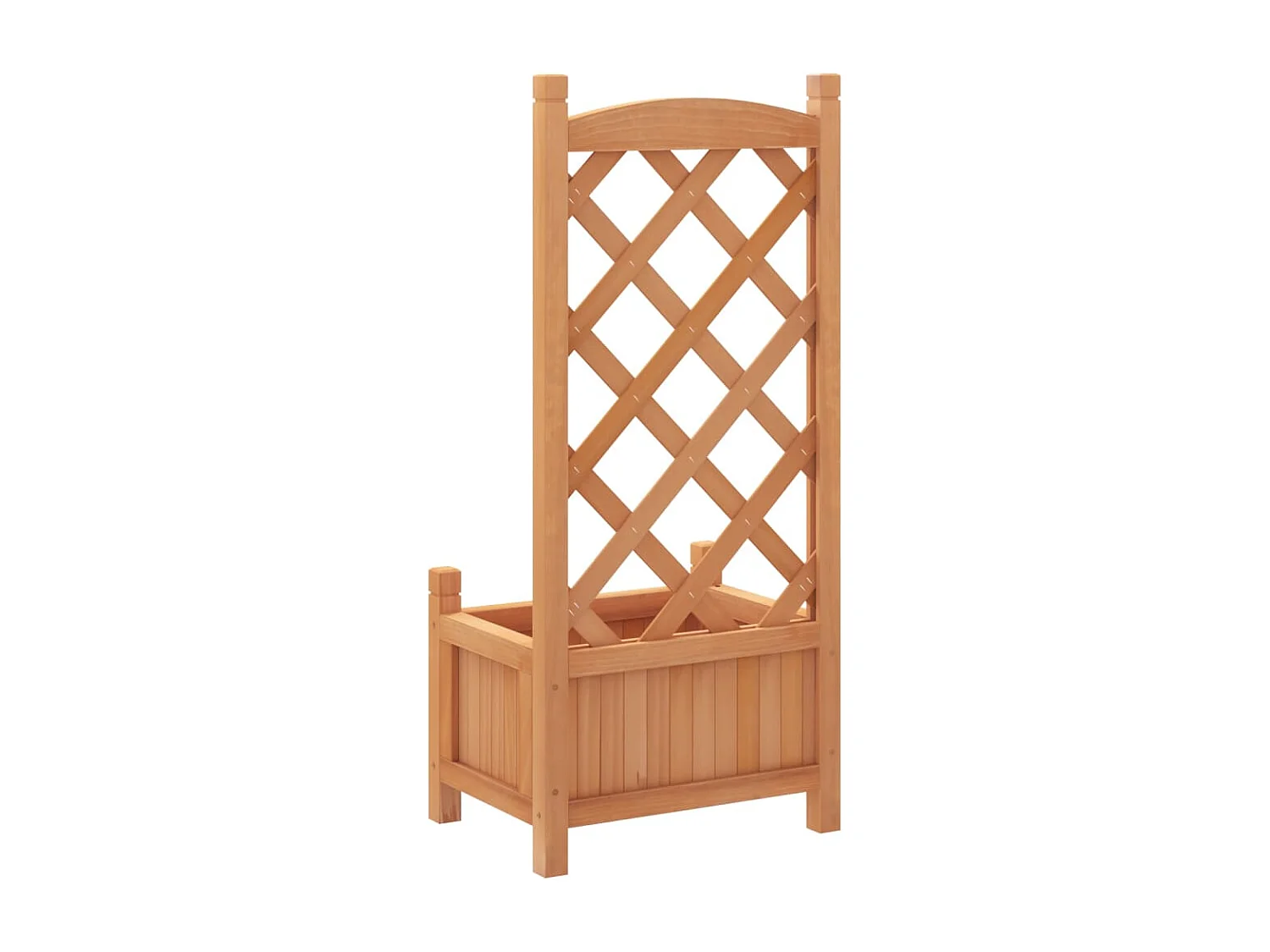 Jardinera con enrejado marrón de madera maciza de abeto.