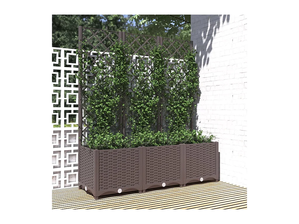 Jardinière avec treillis Marron 120x40x136 cm PP