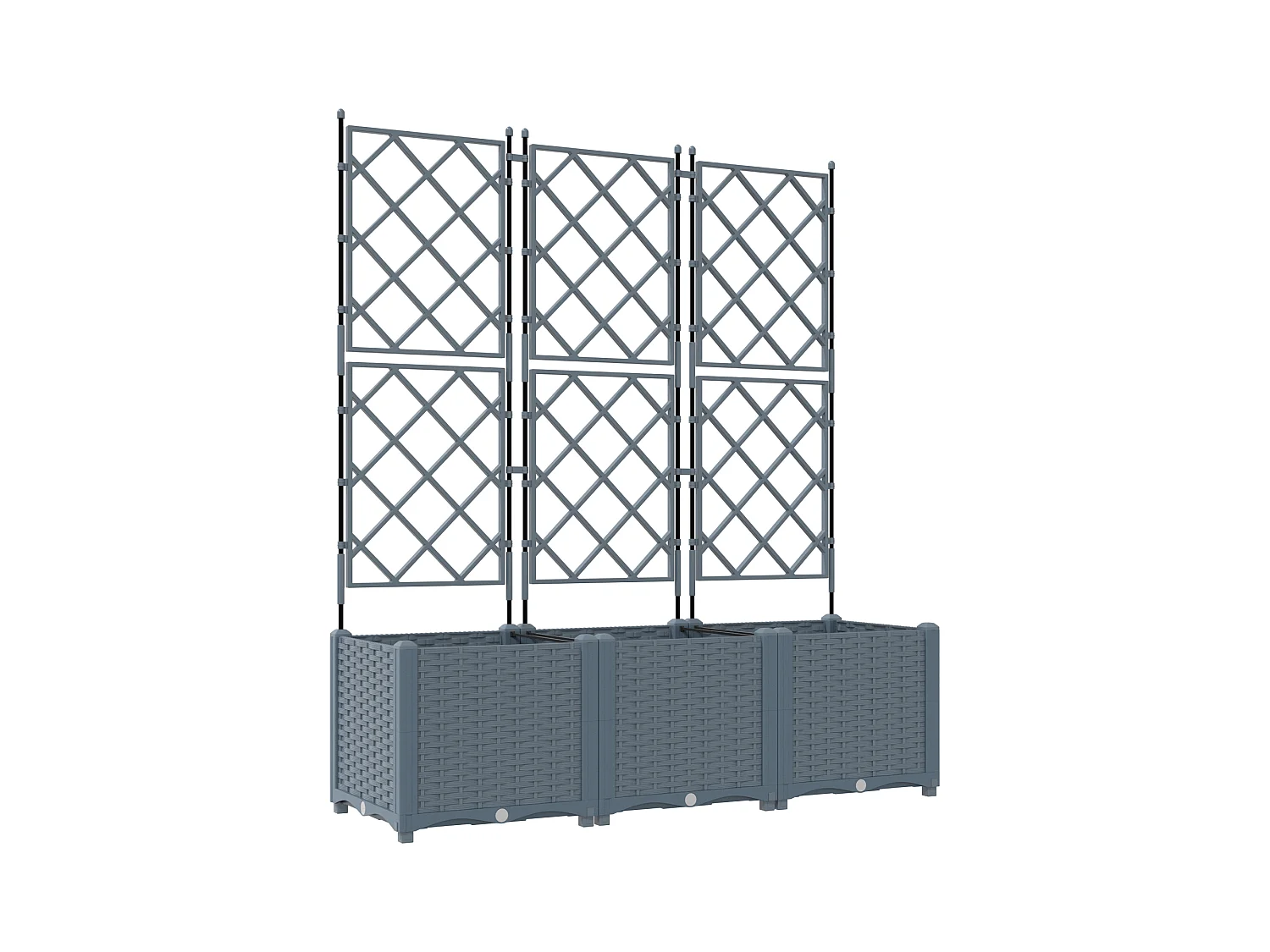 Jardinière de jardin avec treillis 3 pcs gris clair 120x40x143 cm