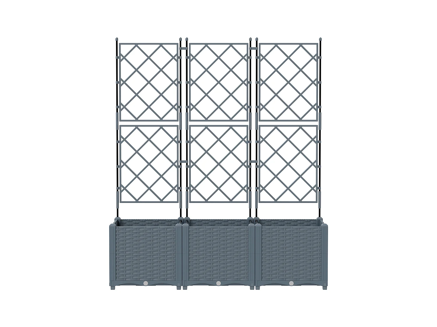 Jardinière de jardin avec treillis 3 pcs gris clair 120x40x143 cm