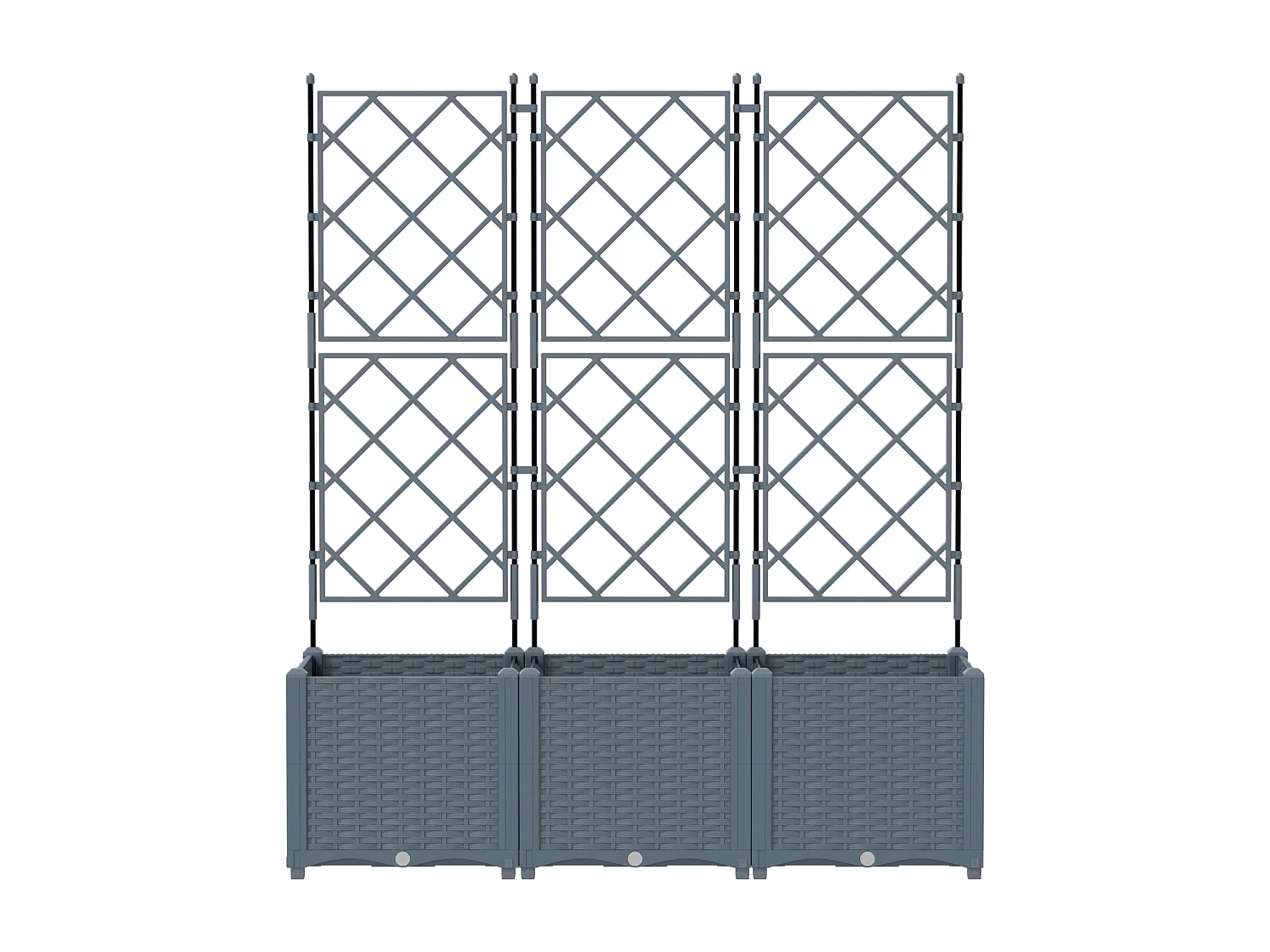 Jardinière de jardin avec treillis 3 pcs gris clair 120x40x143 cm
