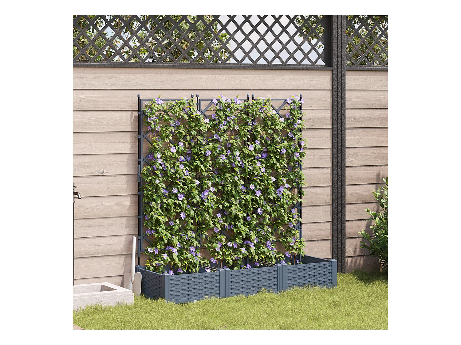 Planteur de Jardin avec Treillis 3 pcs Gris Clair 120x40x125,5 cm
