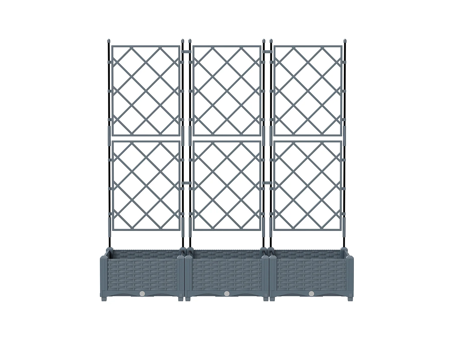 Planteur de Jardin avec Treillis 3 pcs Gris Clair 120x40x125,5 cm