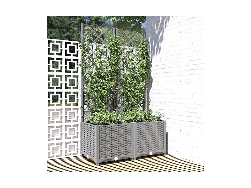Jardinière avec treillis Gris clair 80x40x136 cm PP
