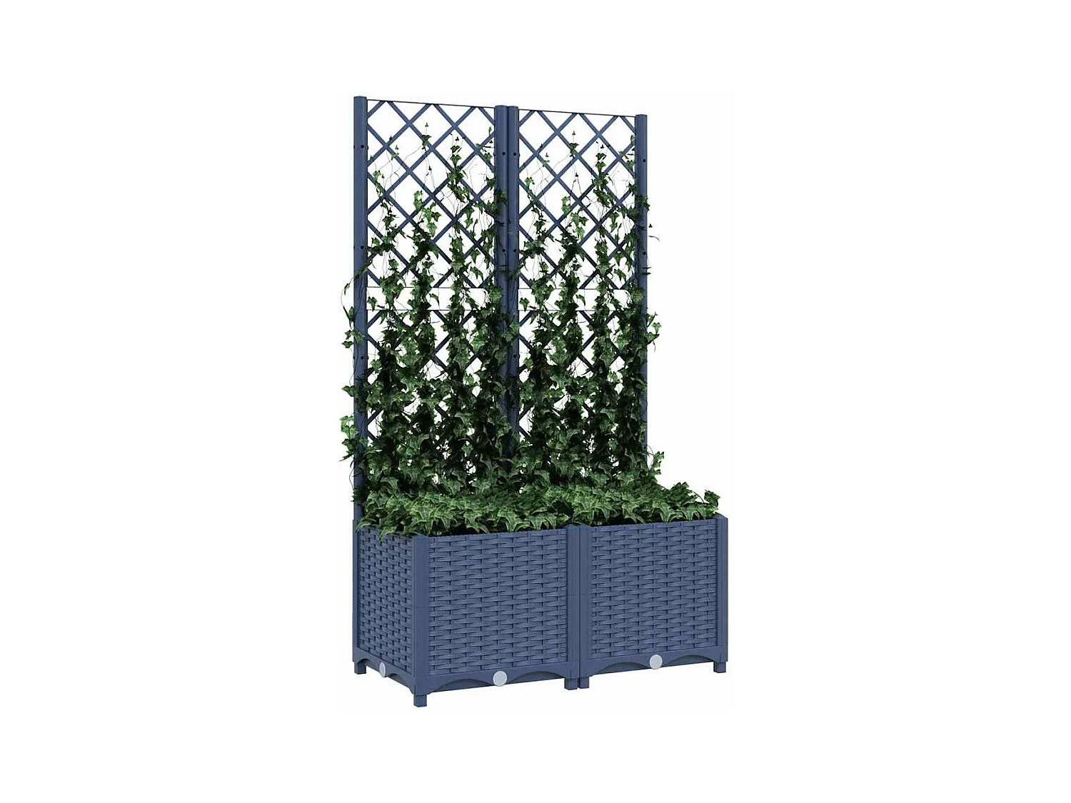 Jardinière avec treillis bleu gris 80x40x136 cm PP