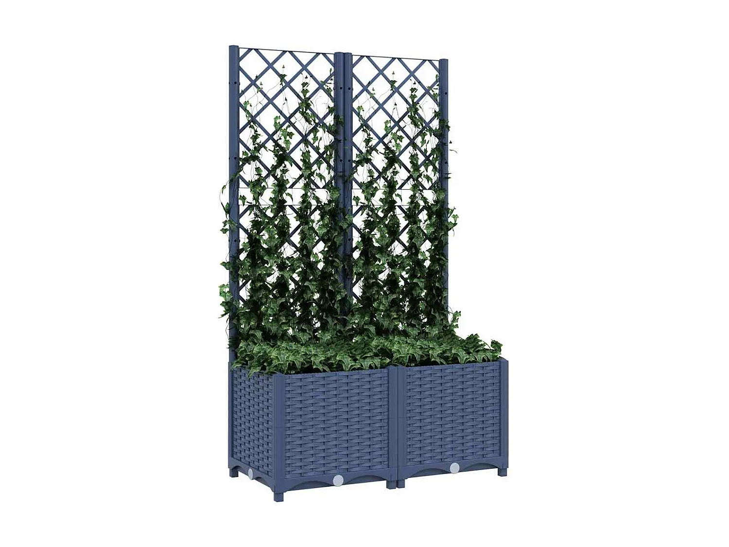 Jardinière avec treillis bleu gris 80x40x136 cm PP