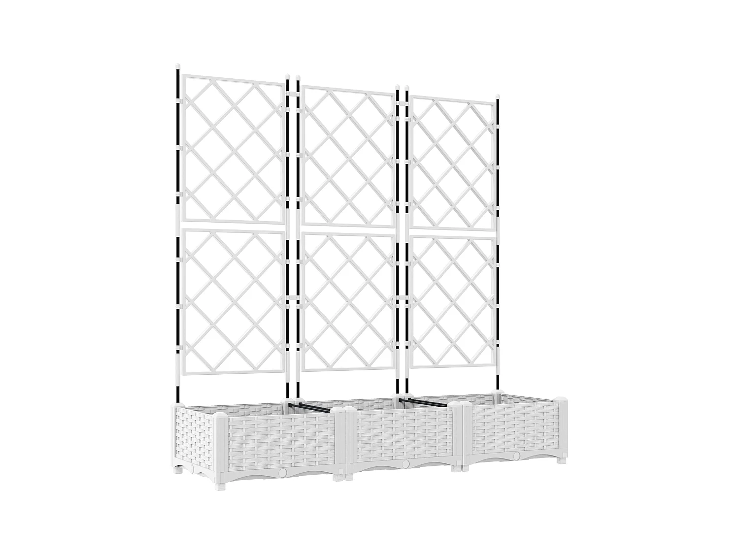 Plantenbak met trellis 3 stuks Wit 120x40x125,5 cm