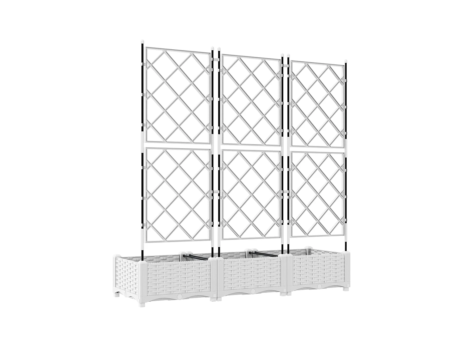Plantenbak met trellis 3 stuks Wit 120x40x125,5 cm