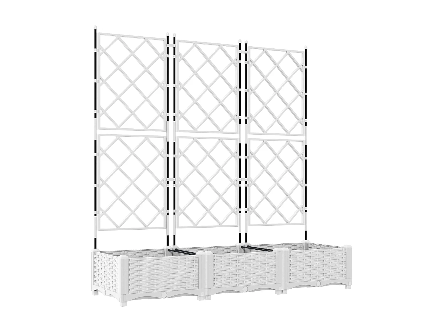 Jardinière avec treillis 3 pcs Blanc 120x40x125.5 cm