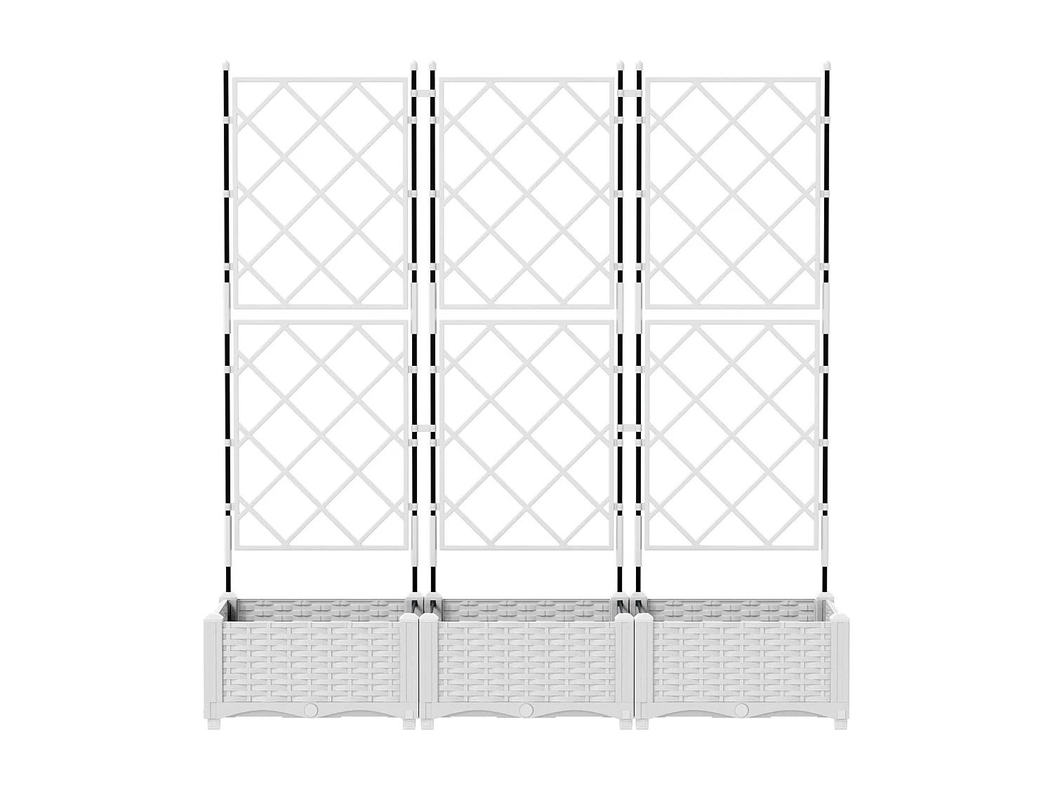 Jardinière avec treillis 3 pcs Blanc 120x40x125.5 cm