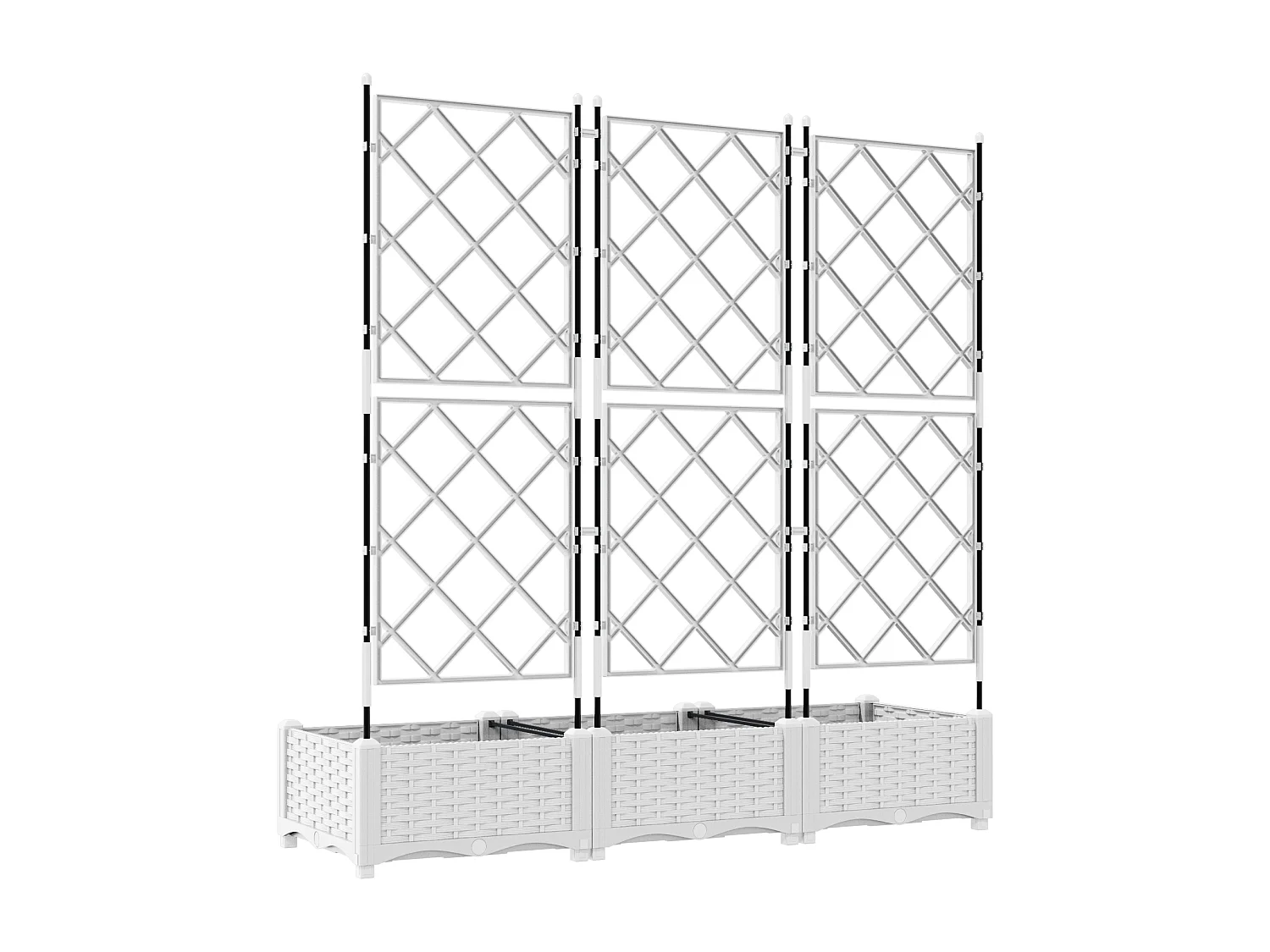 Jardinière avec treillis 3 pcs Blanc 120x40x125.5 cm