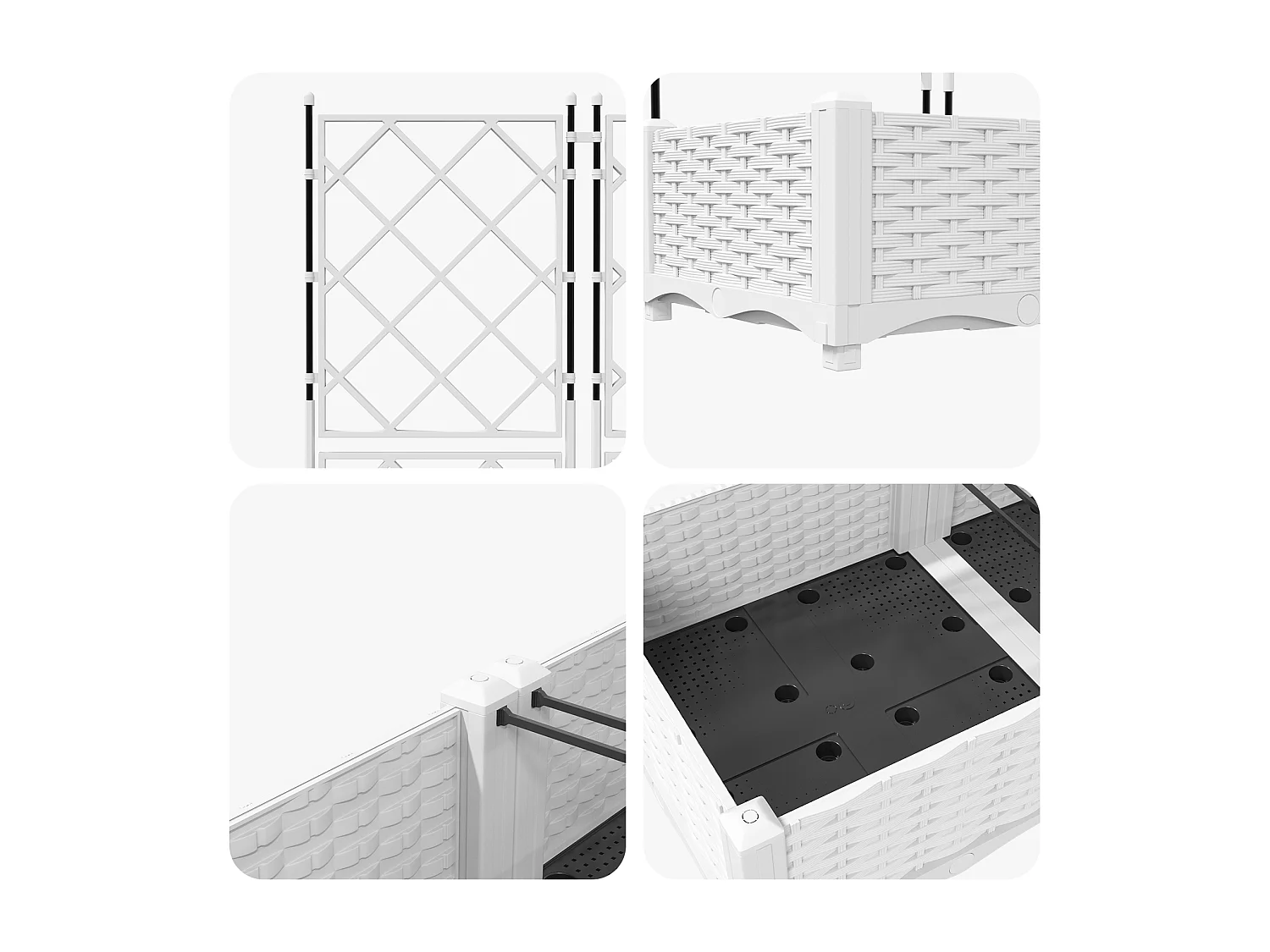 Jardinière avec treillis 3 pcs Blanc 120x40x125.5 cm