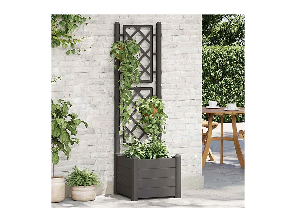 Plantenbak met trellis 43x43x142 cm PP Antraciet