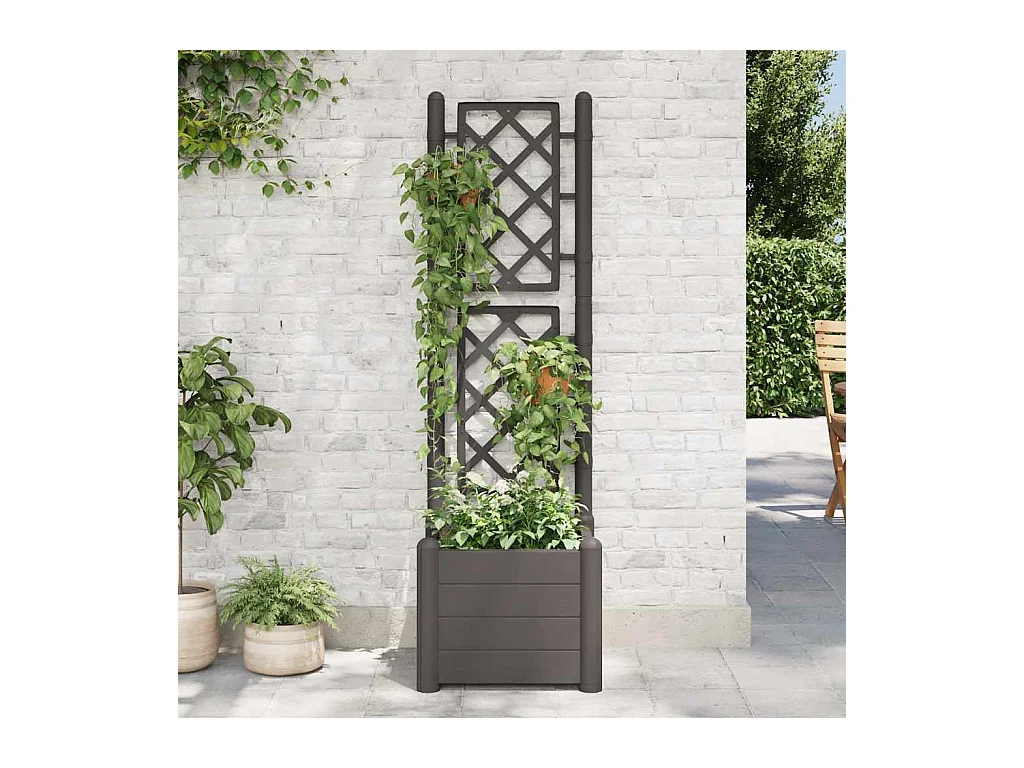 Plantenbak met trellis 43x43x142 cm PP Antraciet