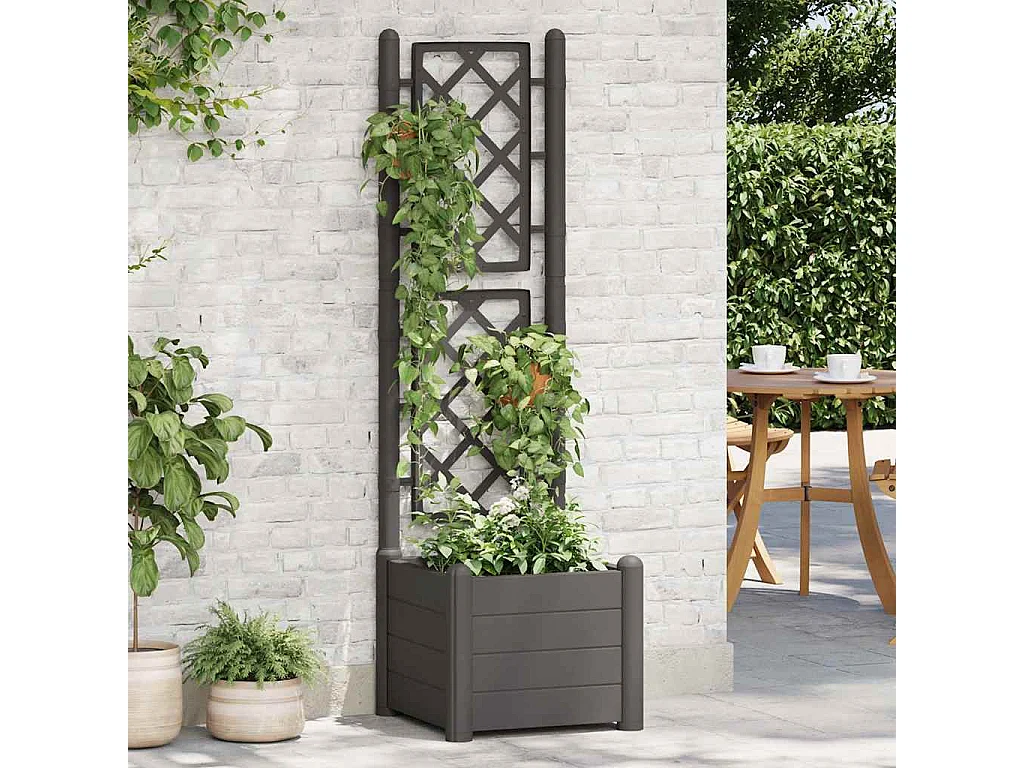 Jardinière avec treillis 43x43x142 cm PP Anthracite
