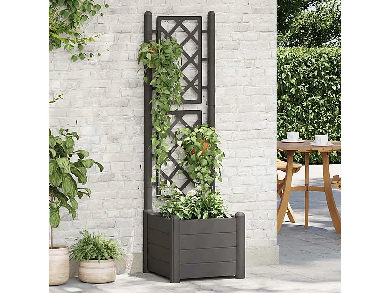 Jardinière avec treillis 43x43x142 cm PP Anthracite
