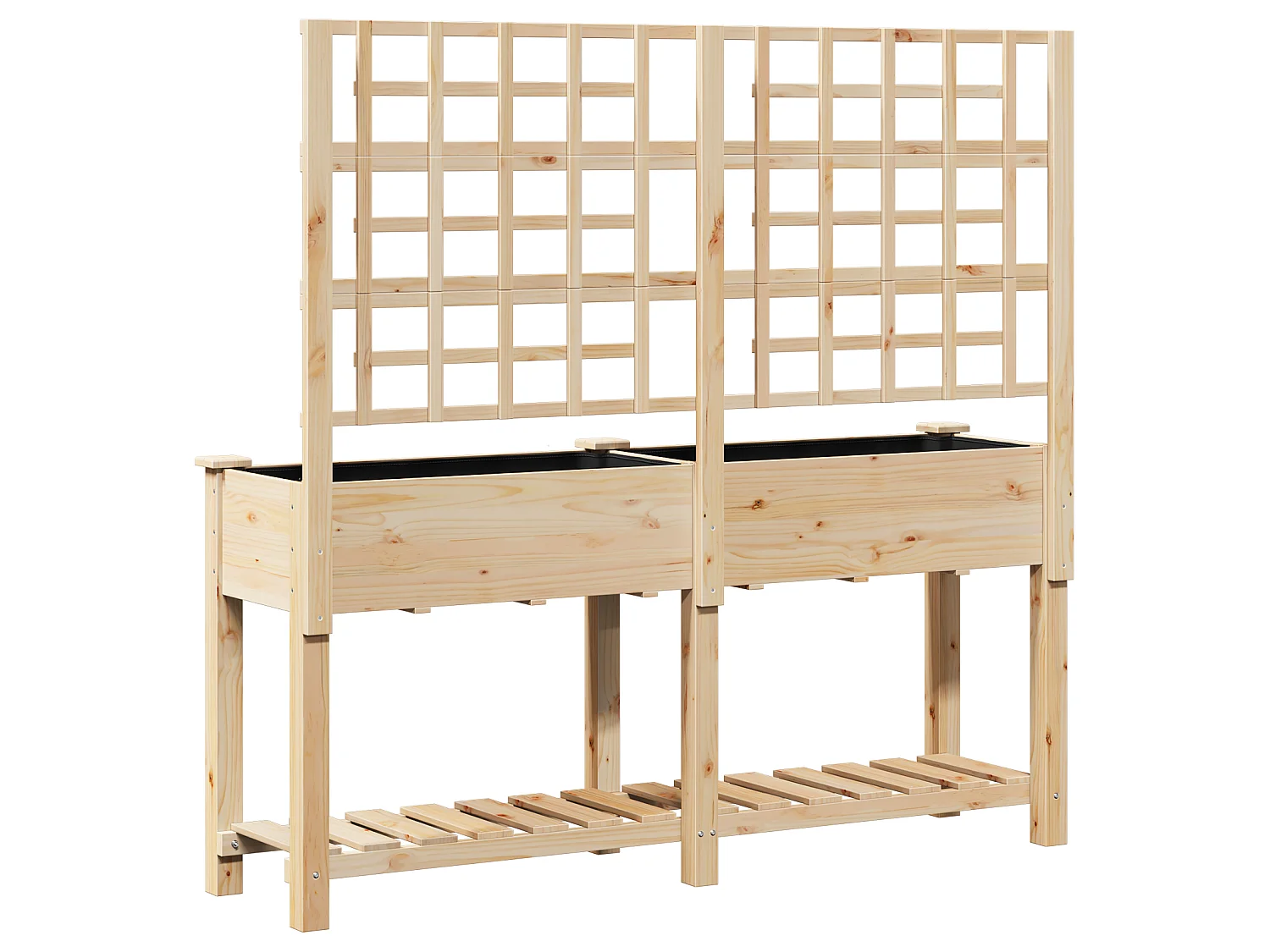 Plantenbak met trellis en plank 161x43x152 cm van massief dennenhout