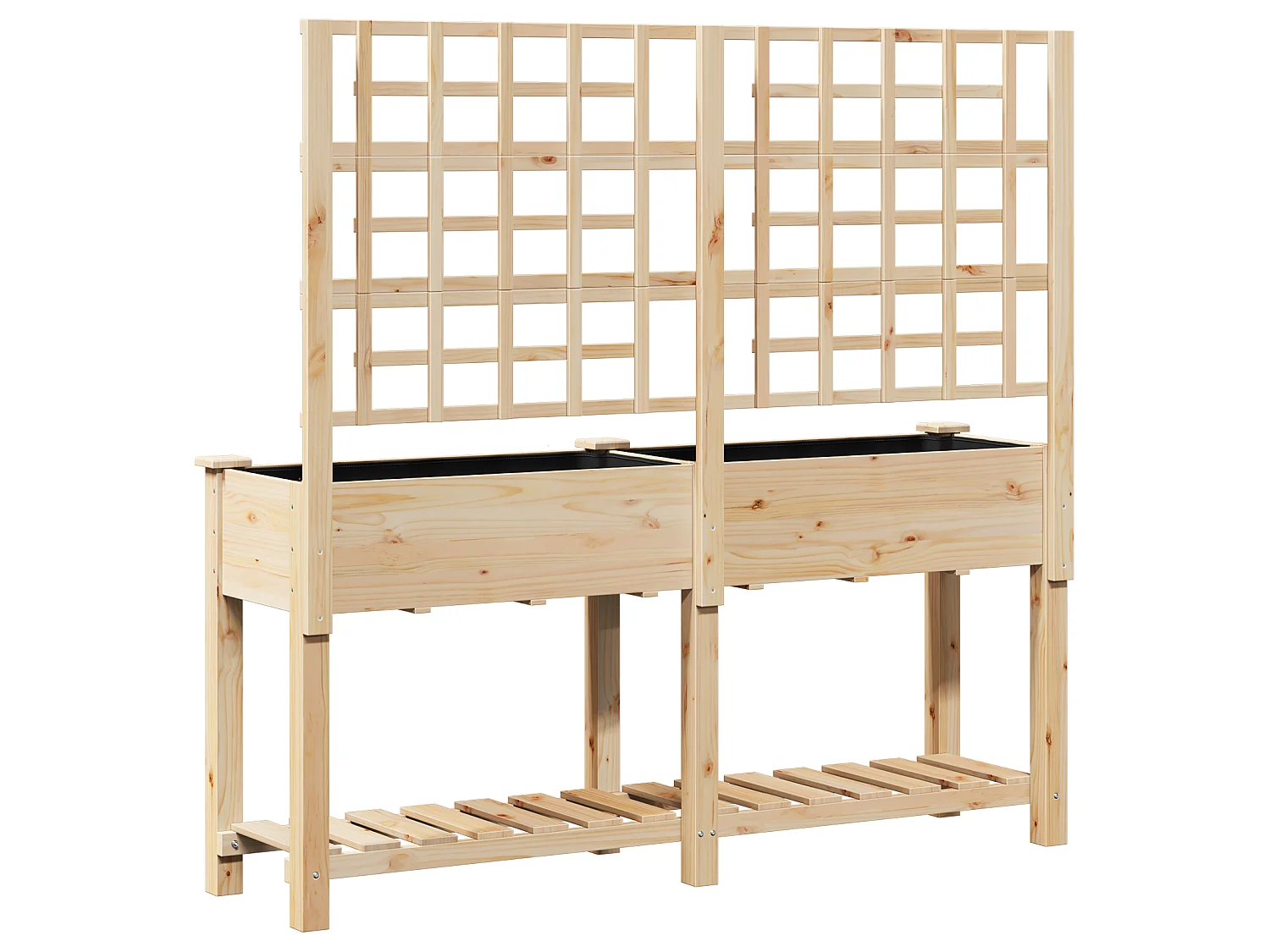 Plantenbak met trellis en plank 161x43x152 cm van massief dennenhout