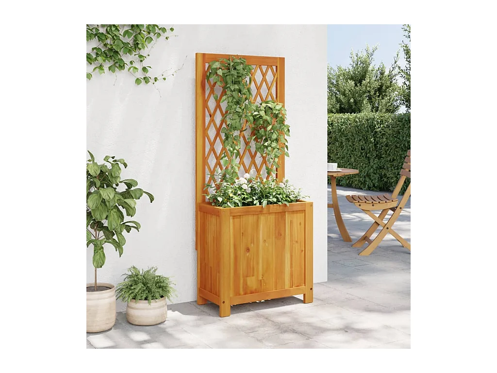 Plantenbak met trellis 55x29,5x132 cm massief acaciahout