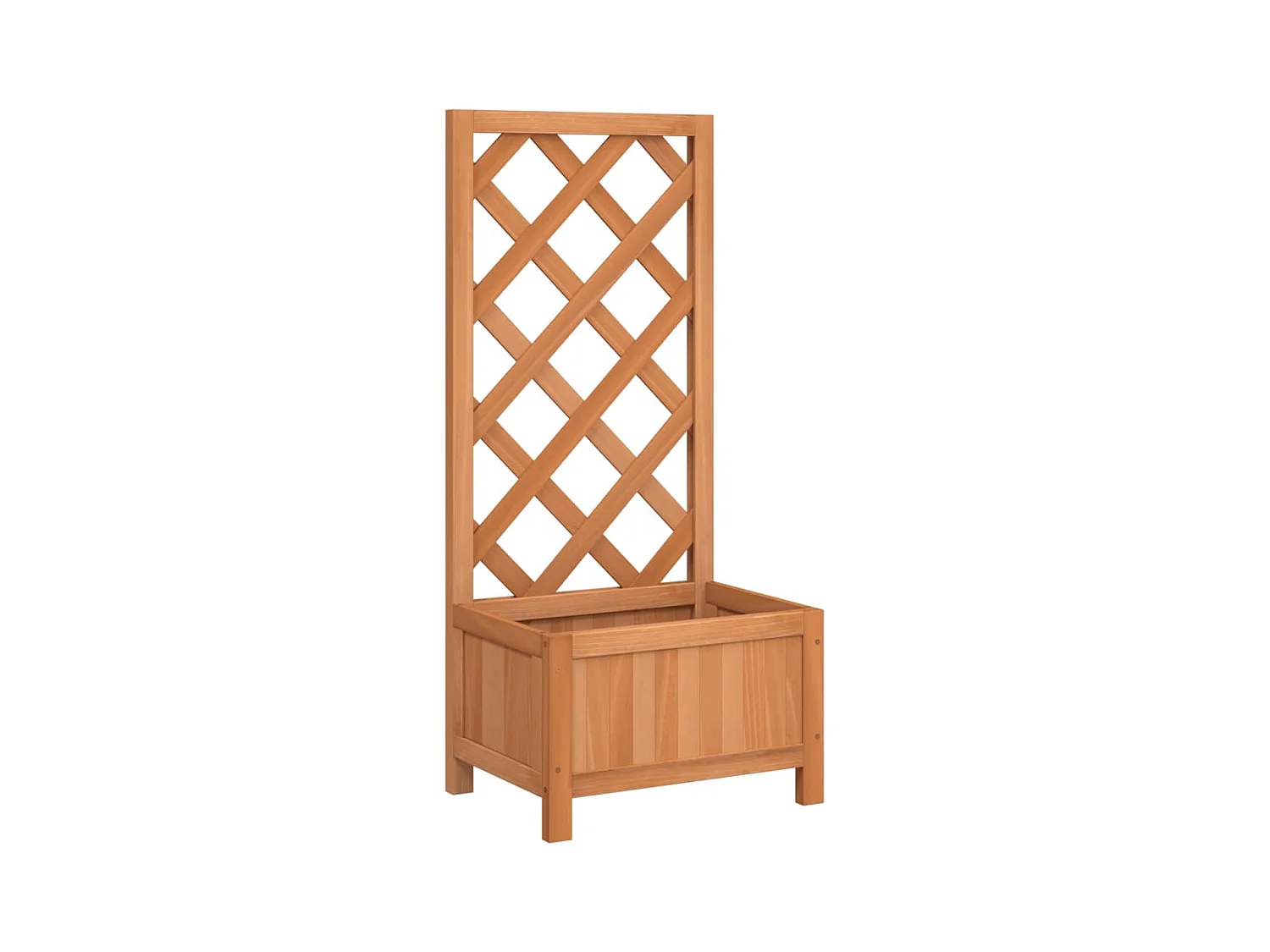 Jardinera con enrejado marrón de madera maciza de abeto.