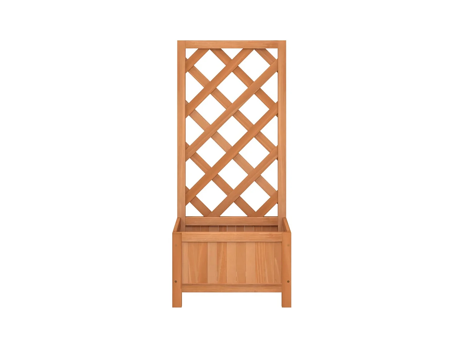 Jardinera con enrejado marrón de madera maciza de abeto.