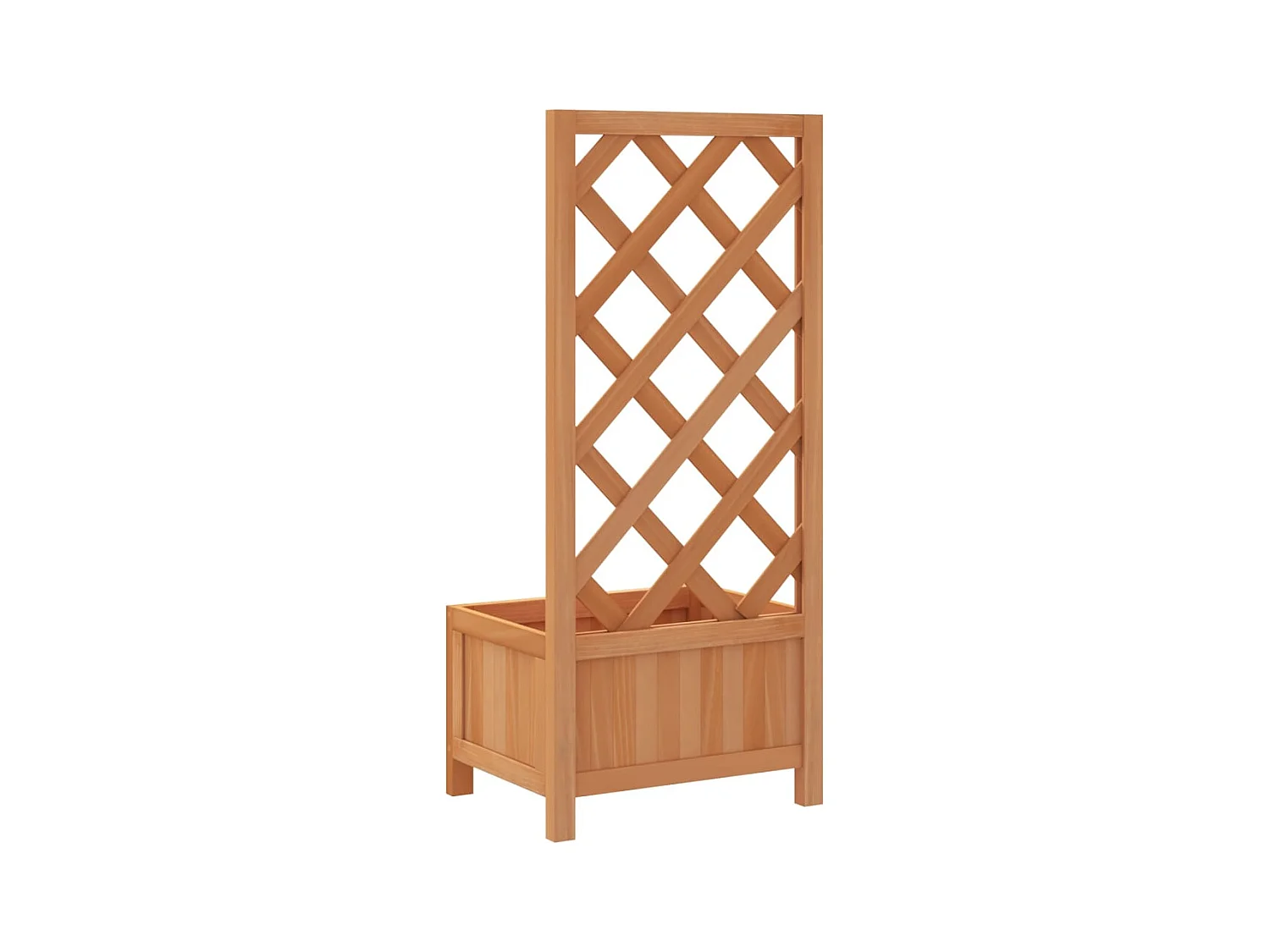 Jardinera con enrejado marrón de madera maciza de abeto.