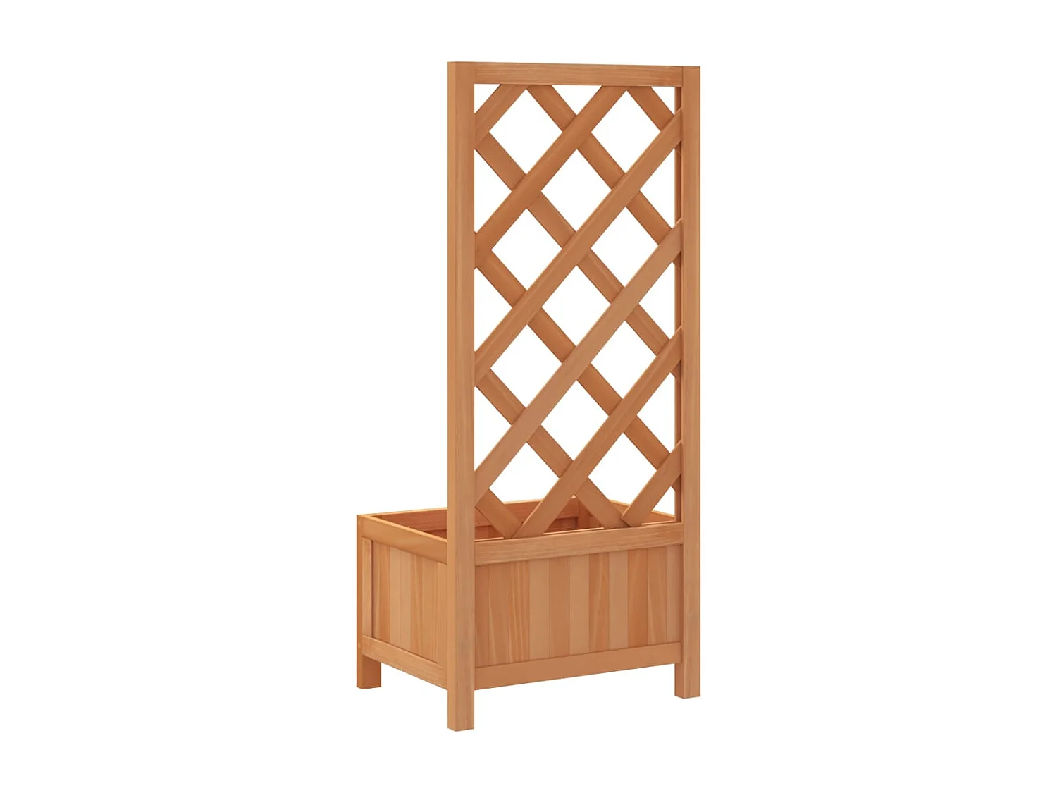 Jardinera con enrejado marrón de madera maciza de abeto.