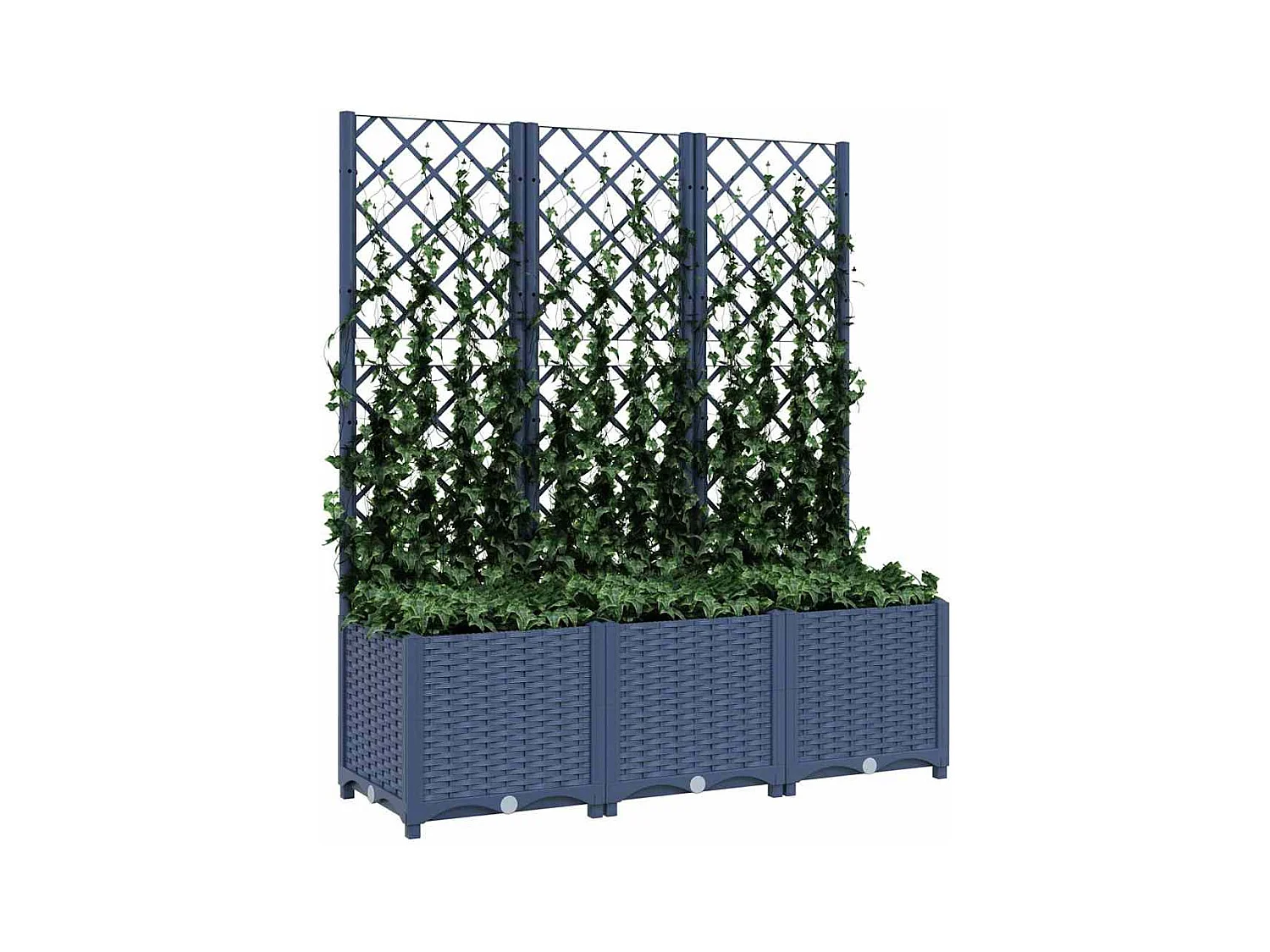 Jardinière avec treillis bleu gris 120x40x136 cm PP