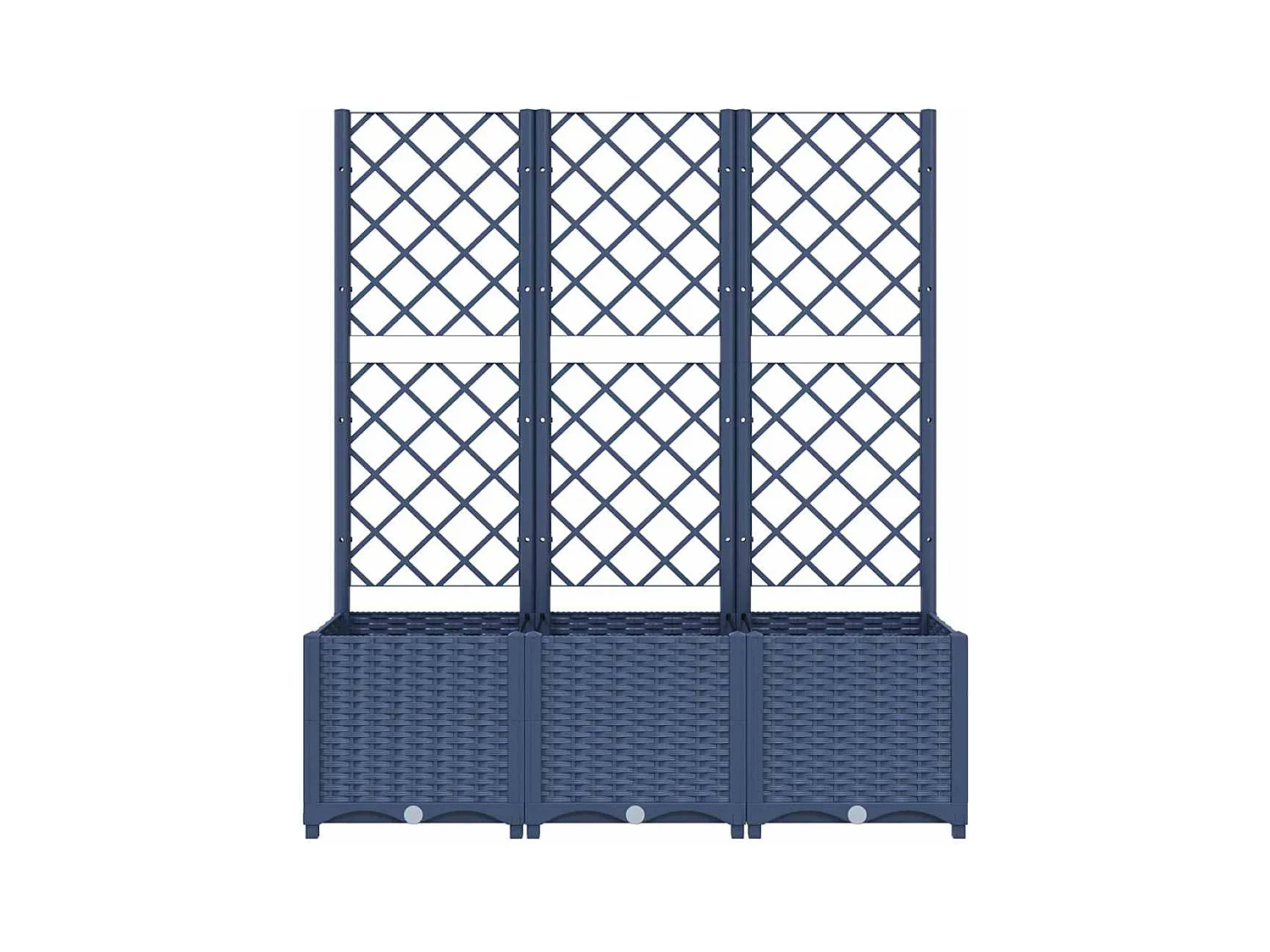 Jardinière avec treillis bleu gris 120x40x136 cm PP