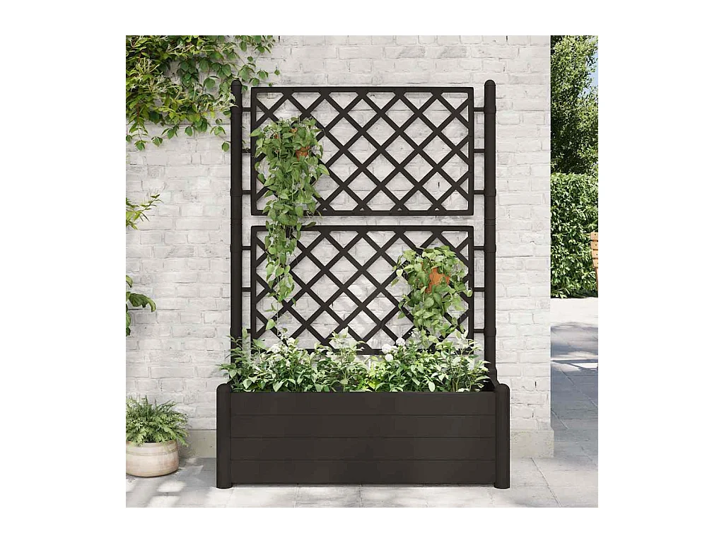 Jardinière avec treillis 100x43x142 cm PP Anthracite