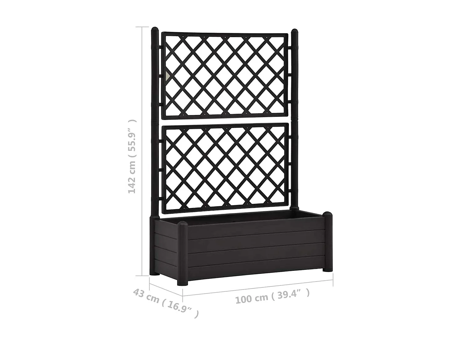Jardinière avec treillis 100x43x142 cm PP Anthracite