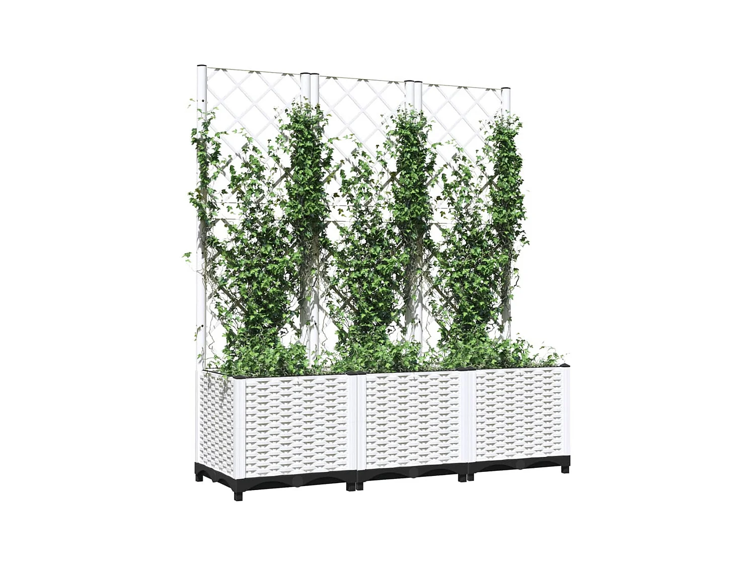 Jardinera con enrejado Blanco 120x40x136 cm PP